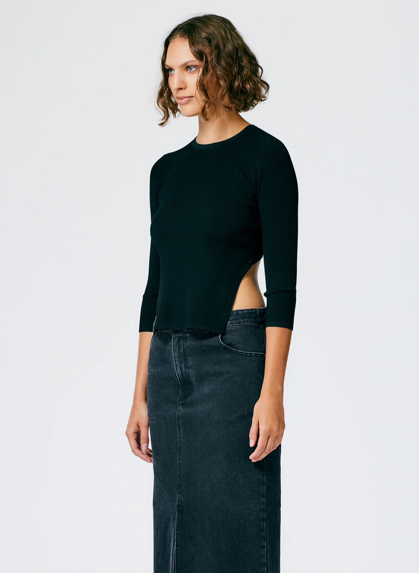Womens Tibi Light Crew Necks In Black