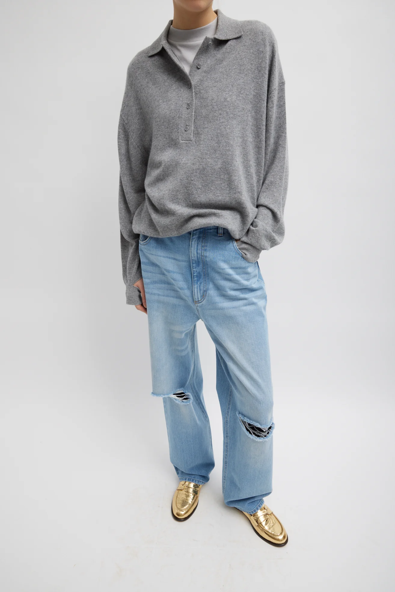 Womens Tibi Wide Leg Jeans In Light Blue