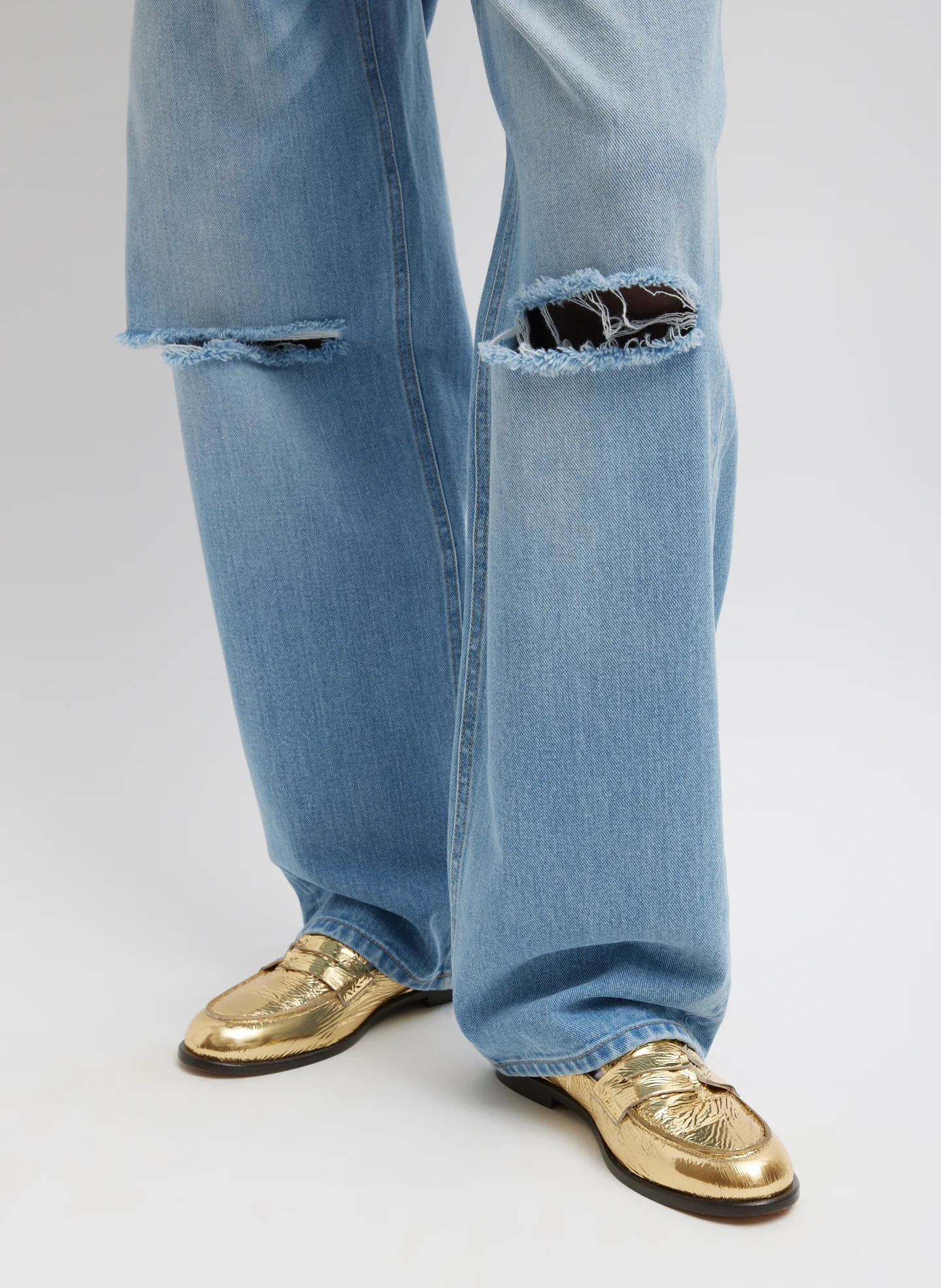 Womens Tibi Wide Leg Jeans In Light Blue