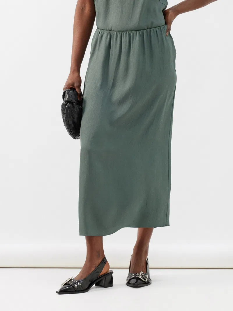 Womens Tibi Midi Skirts In Dark Green