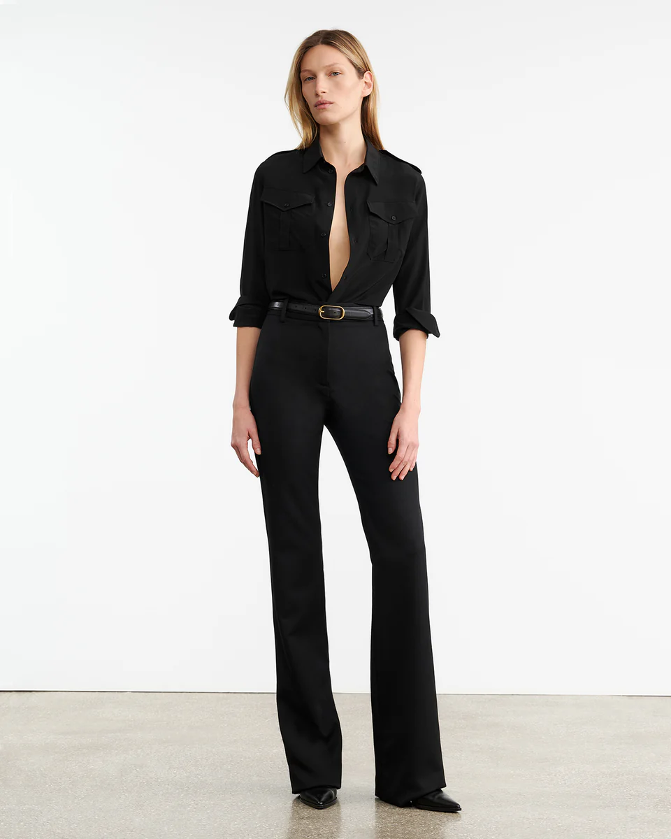 Womens Nili Lotan Wide Leg Trousers In Black