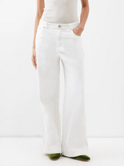 Womens Staud Straight Jeans In White