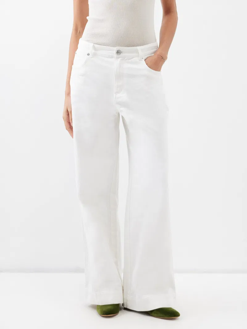 Womens Staud Straight Jeans In White