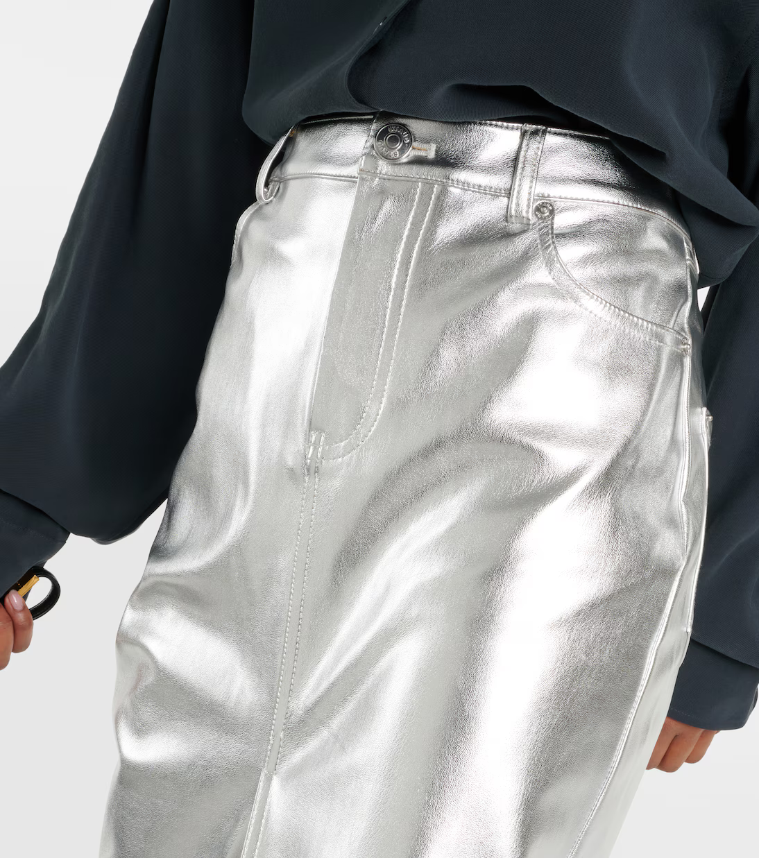 Womens Staud Midi Skirts In Silver
