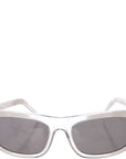 Our Legacy Eyewear Mens Shelter Acetate Wraparound D Frame Sunglasses in Light Grey