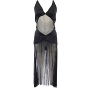 Sleeping With Jacque Womens Slip Halter Dress with T Bar Back - in Black