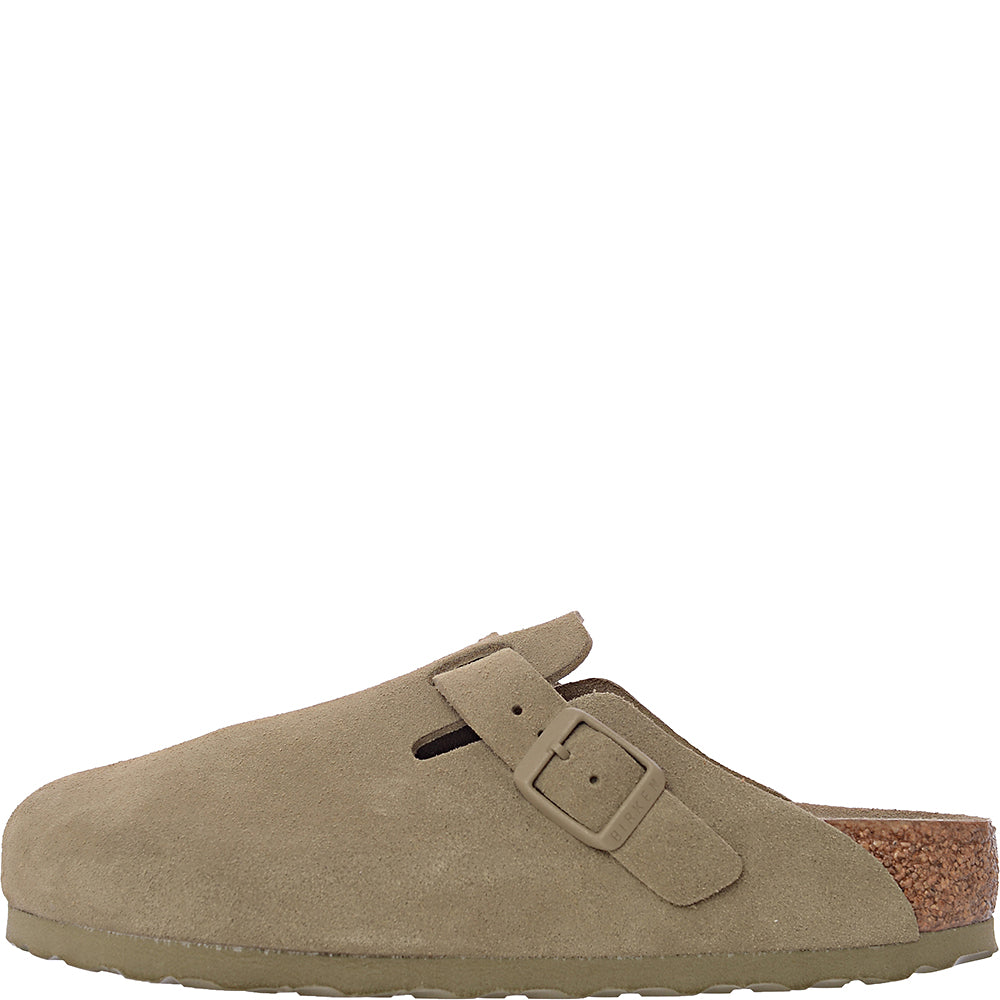 Birkenstock Womens Green Boston Suede Slip-On Shoes