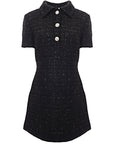 Valentino Garavani Womens Collared Ss Mini Dress W Crystal Buttons in Black