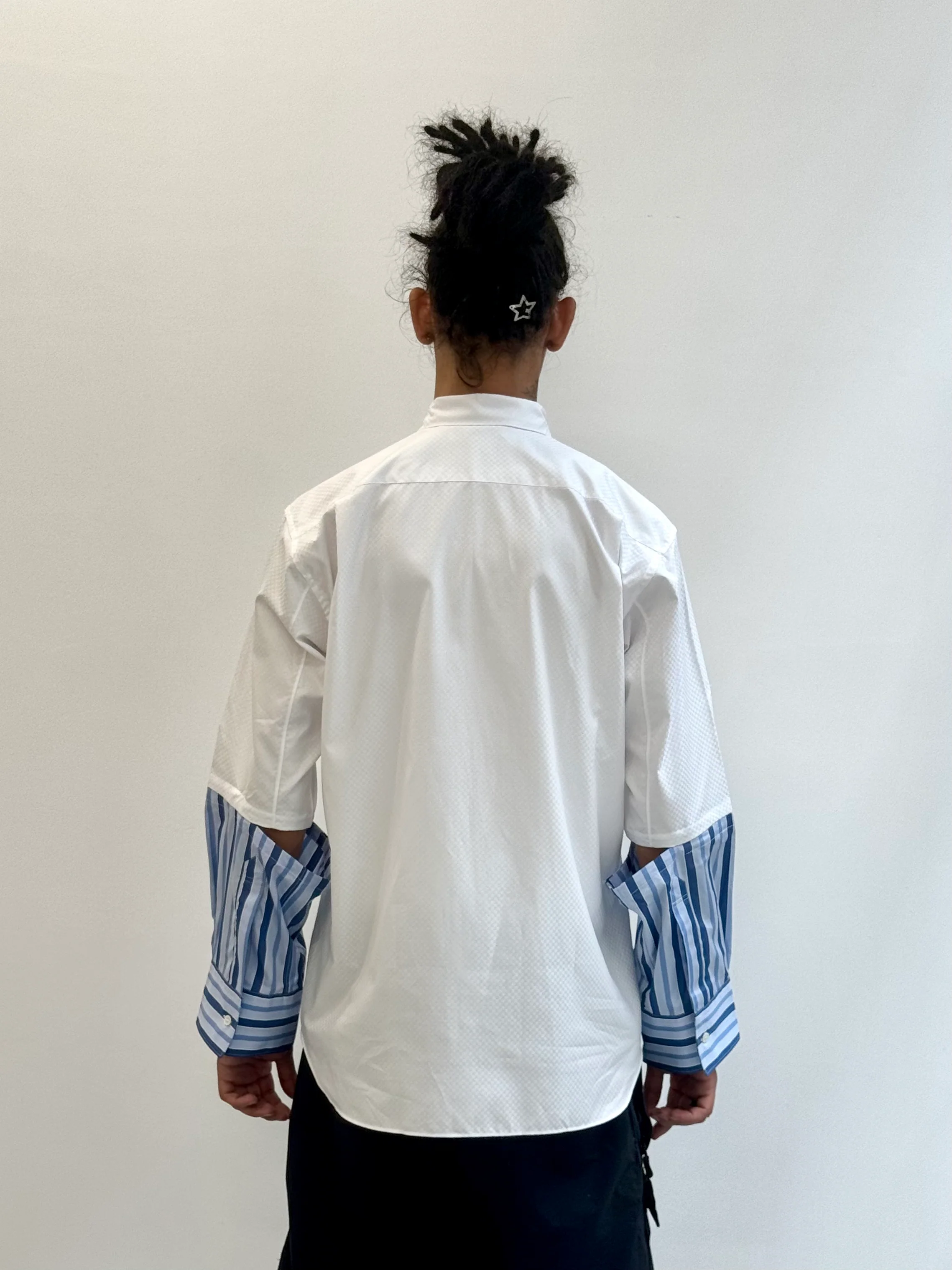 Mens Comme Shirt Long Sleeve In White Multi