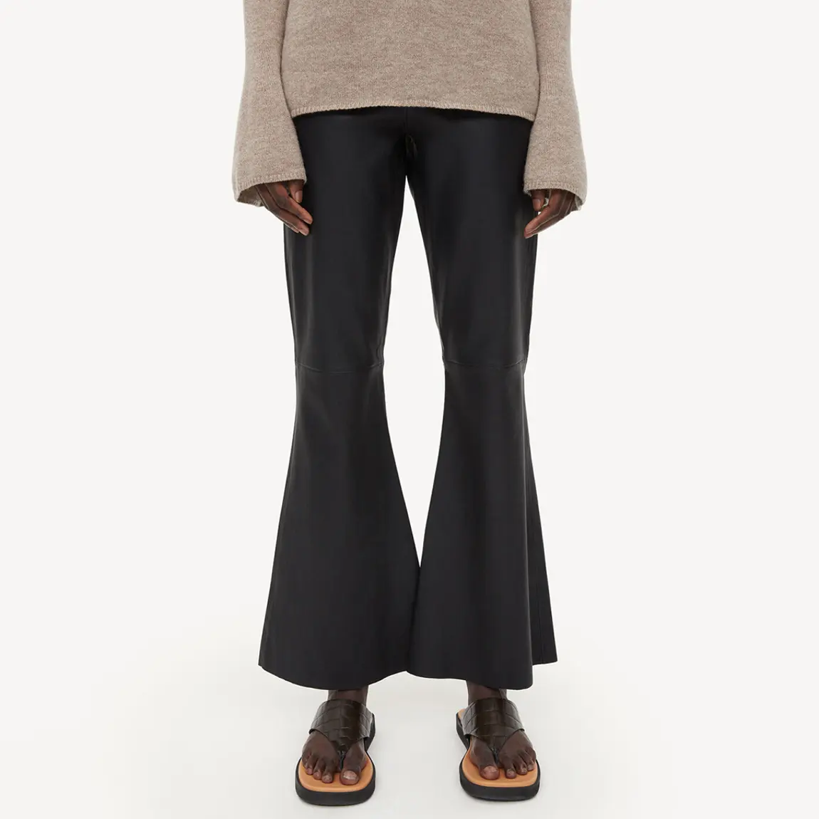 Womens By Malene Birger Leather Trousers In Black
