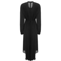 RAEY Womens High V Gathered Dress in Black