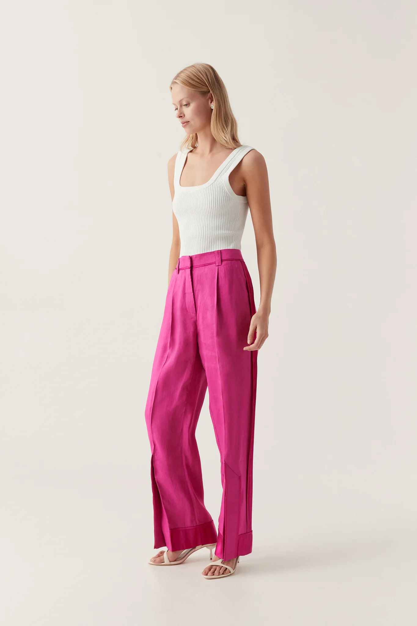 Womens Aje Wide Leg Trousers In Pink