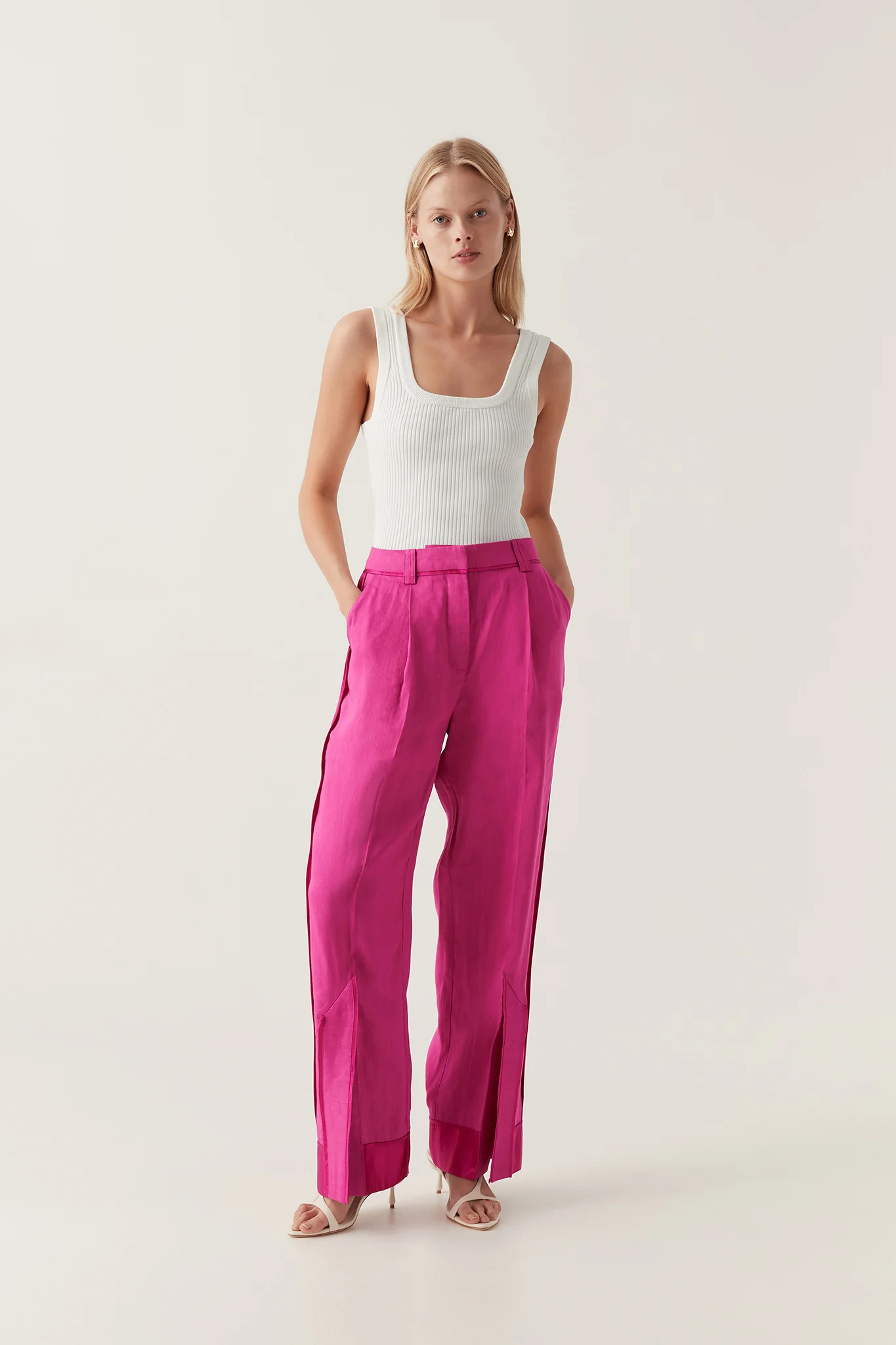 Womens Aje Wide Leg Trousers In Pink