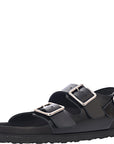 Birkenstock X 1774 Womens Milano Shiny Leather Double Strap Sandal in Black