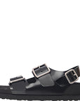 Birkenstock X 1774 Womens Milano Shiny Leather Double Strap Sandal in Black