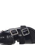 Birkenstock X 1774 Womens Milano Shiny Leather Double Strap Sandal in Black