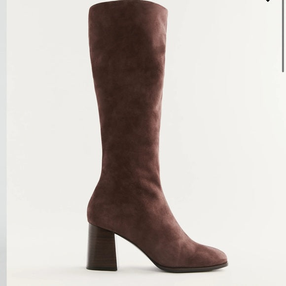 Womens Reformation Mid Heel Knee Boots In Brown