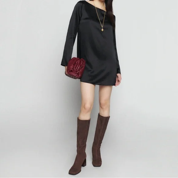 Womens Reformation Mid Heel Knee Boots In Brown
