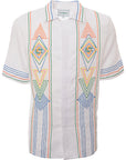 Casablanca Paris Mens Chainstitch Embroidered Linen Shirt in Multicoloured