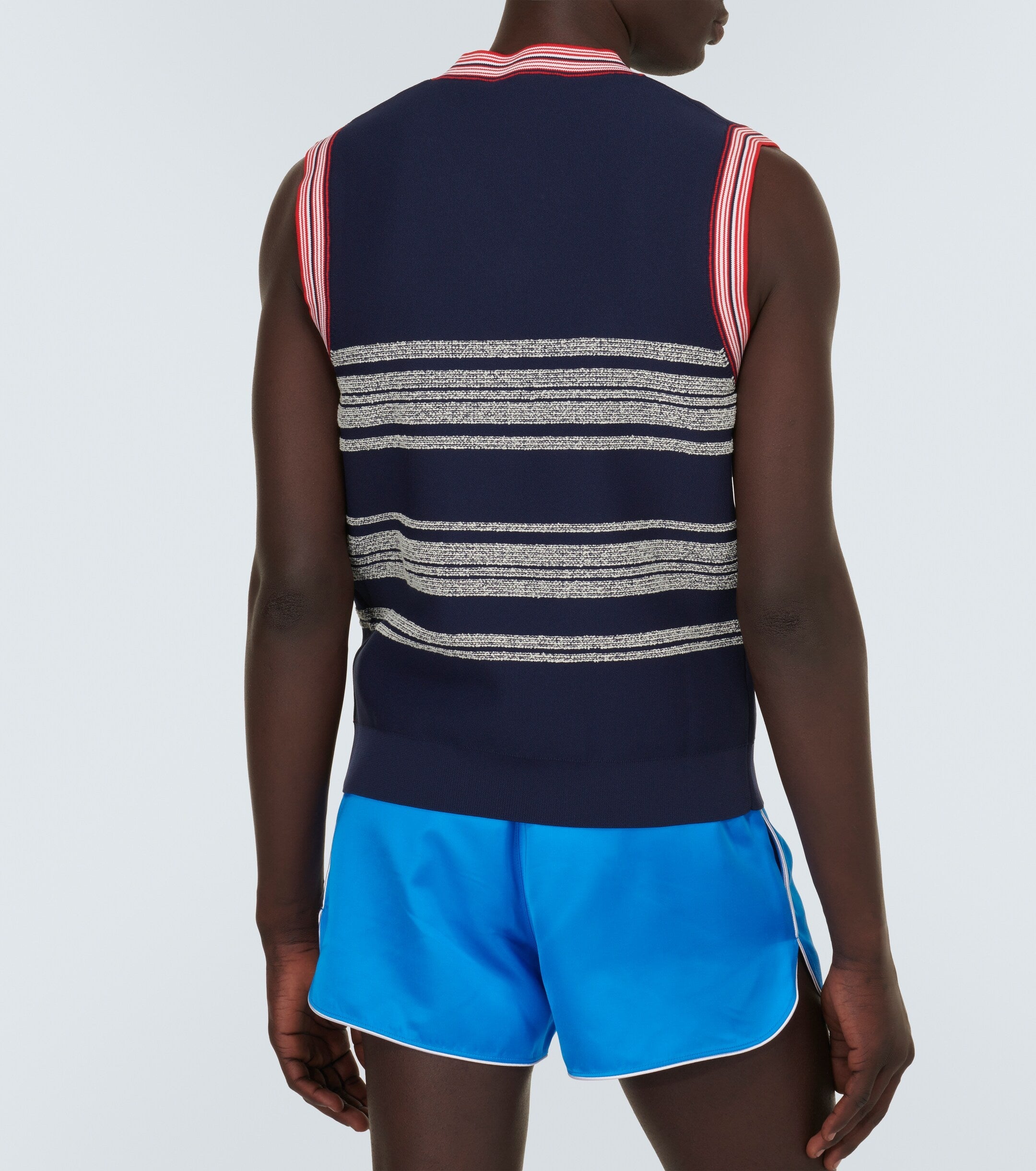 Mens Wales Bonner V Necks In Navy Multi