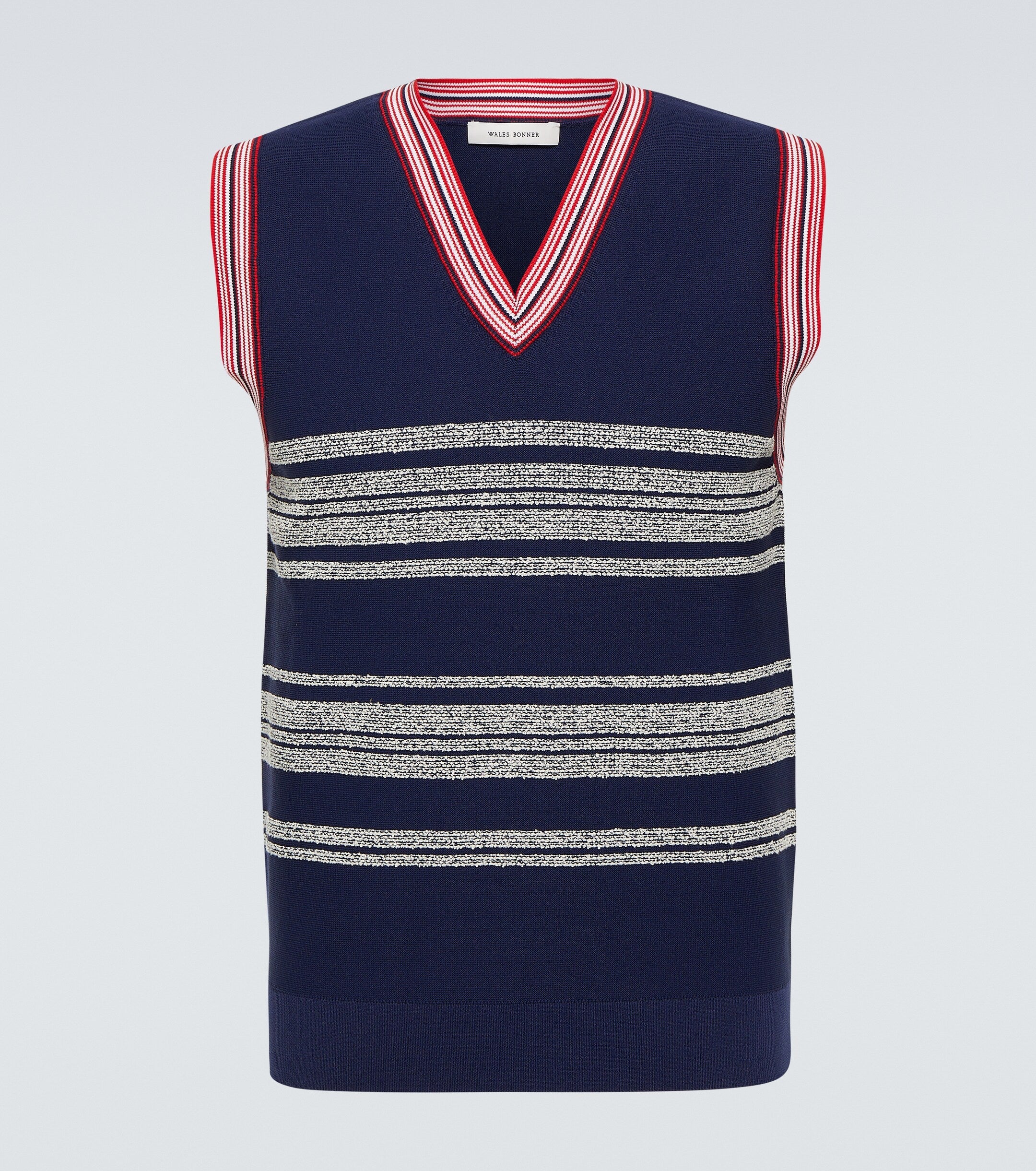 Mens Wales Bonner V Necks In Navy Multi
