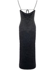 Ganni Womens Crinkled Satin Midi Slip Dress in Black