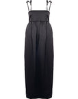 Ganni Womens Double Satin String Long Dress in Black