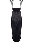 Ganni Womens Double Satin String Long Dress in Black