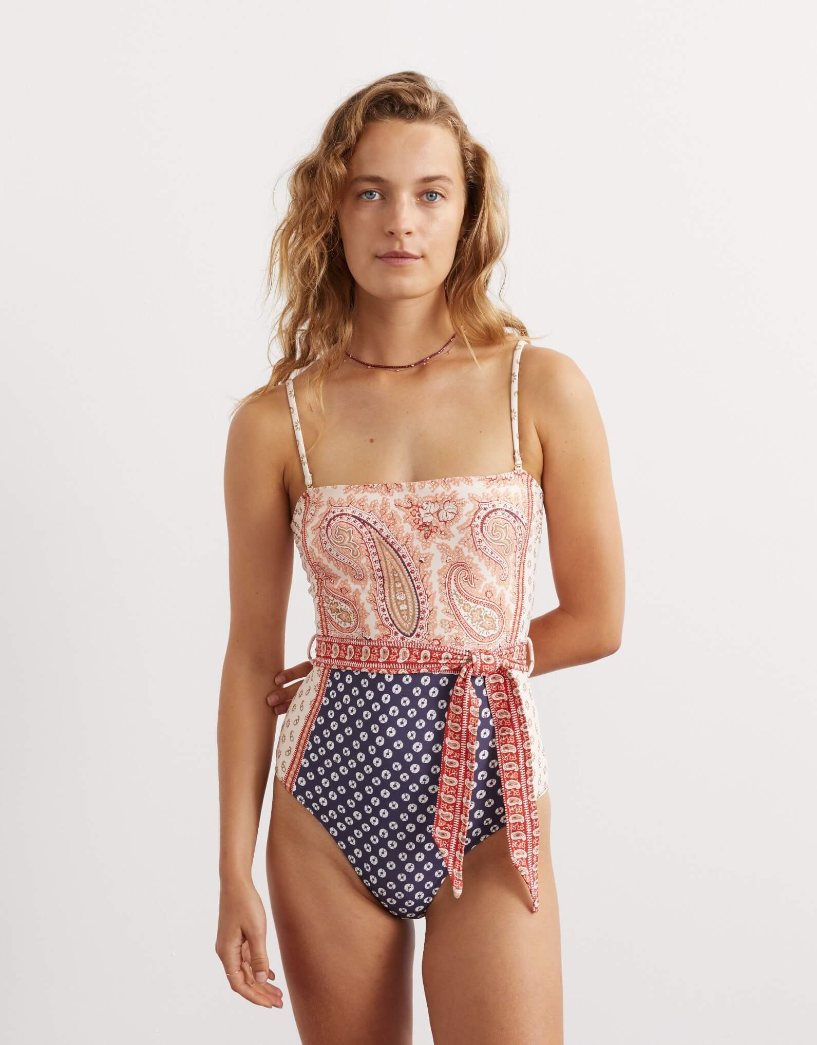 Womens Boteh Fashion Swimsuit In Beige Multi