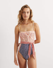Womens Boteh Fashion Swimsuit In Beige Multi