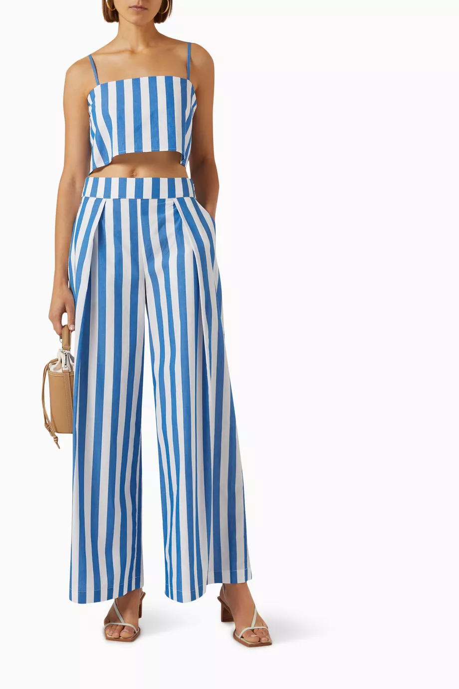 Womens Bird & Knoll Crop Tops In Blue Stripe