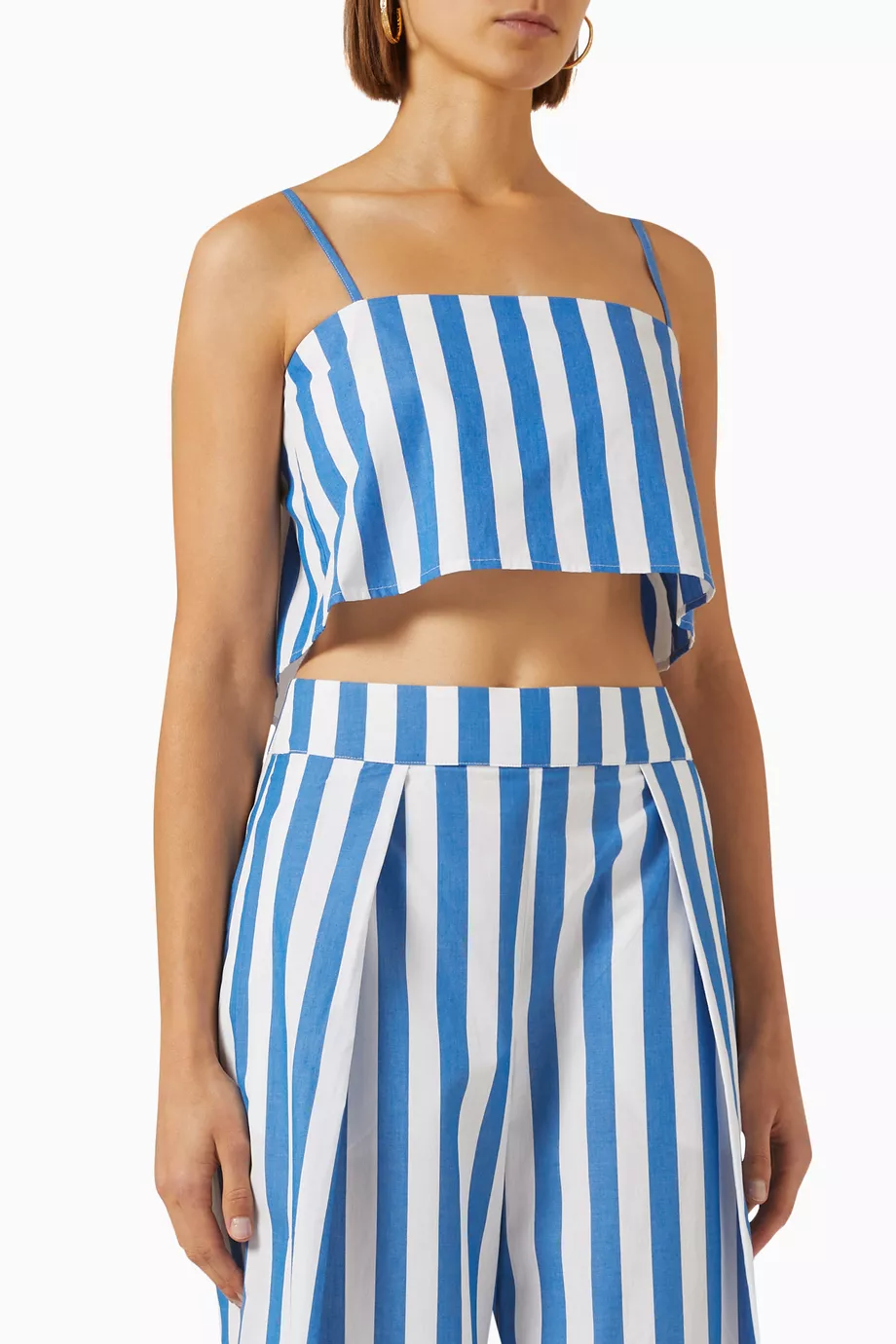 Womens Bird & Knoll Crop Tops In Blue Stripe