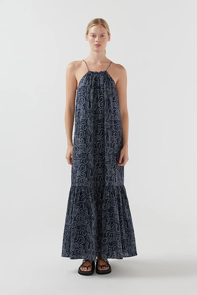 Womens Bird & Knoll Long Sun Dresses In  Navy