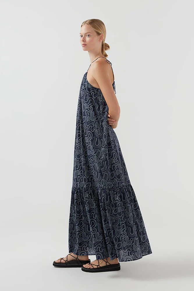 Womens Bird & Knoll Long Sun Dresses In  Navy