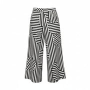Womens Lovebirds Wide Leg Trousers In Navy White Floral Stripe