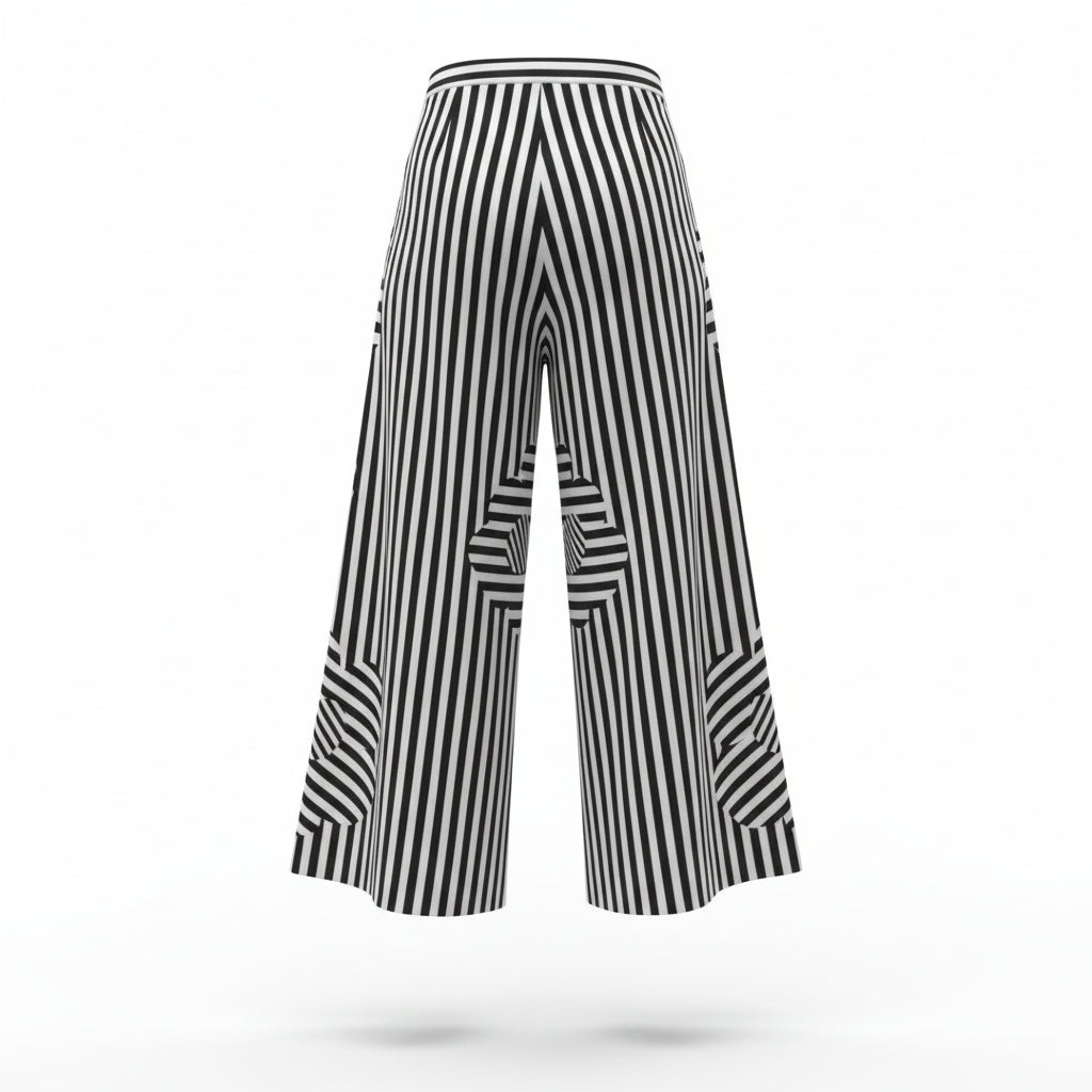Womens Lovebirds Wide Leg Trousers In Navy White Floral Stripe