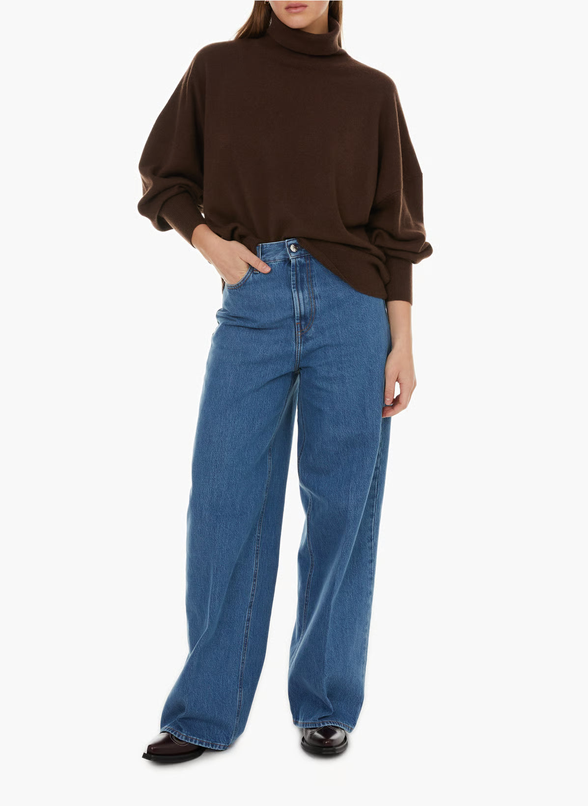 Womens Toteme Wide Leg Jeans In Mid Denim