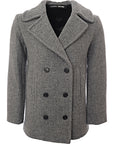 Kassl Editions Womens Brushed Wool Double Breast Pea Coat in Grey