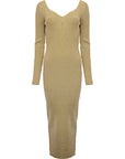 Nina Ricci Womens Open-Back Lurex Ribbed Dress With Heart Neckline in Gold