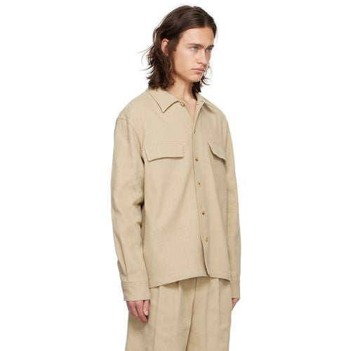 Mens Le17Septembre Homme Long Sleeve Casual In Beige