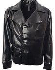 Norma Kamali Womens Vegan Patent Leather Oversized Moto Jacket in Black