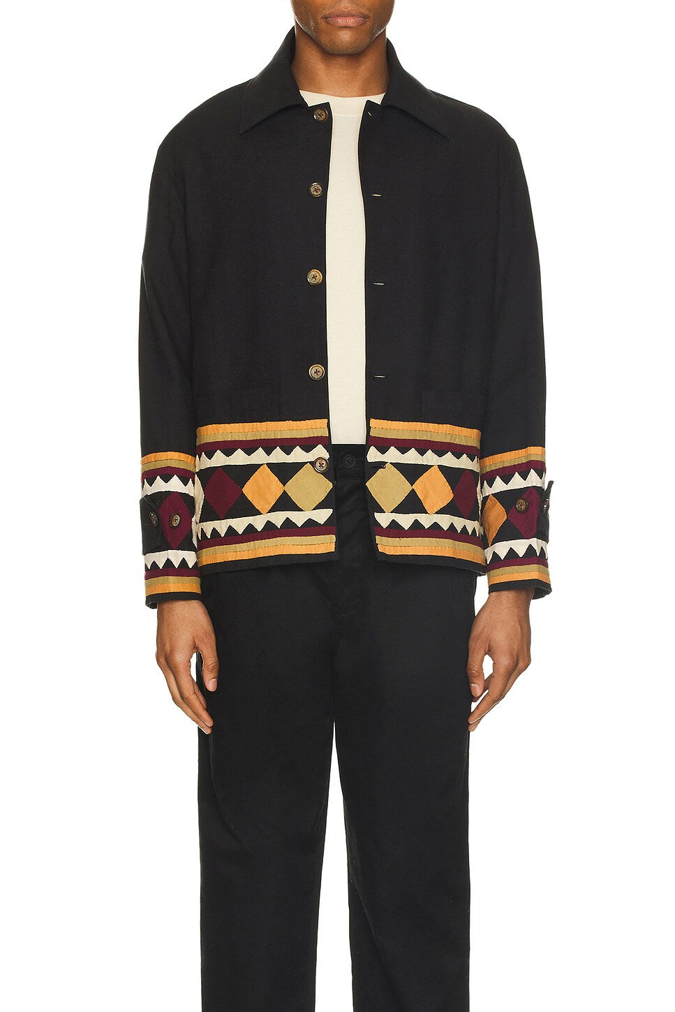 Mens Harago Overshirts In Black Multi
