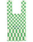 Lastframe Womens Ichimatsu Small Market Green/White Checker Tote in Green White