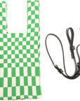 Lastframe Womens Ichimatsu Small Market Green/White Checker Tote in Green White