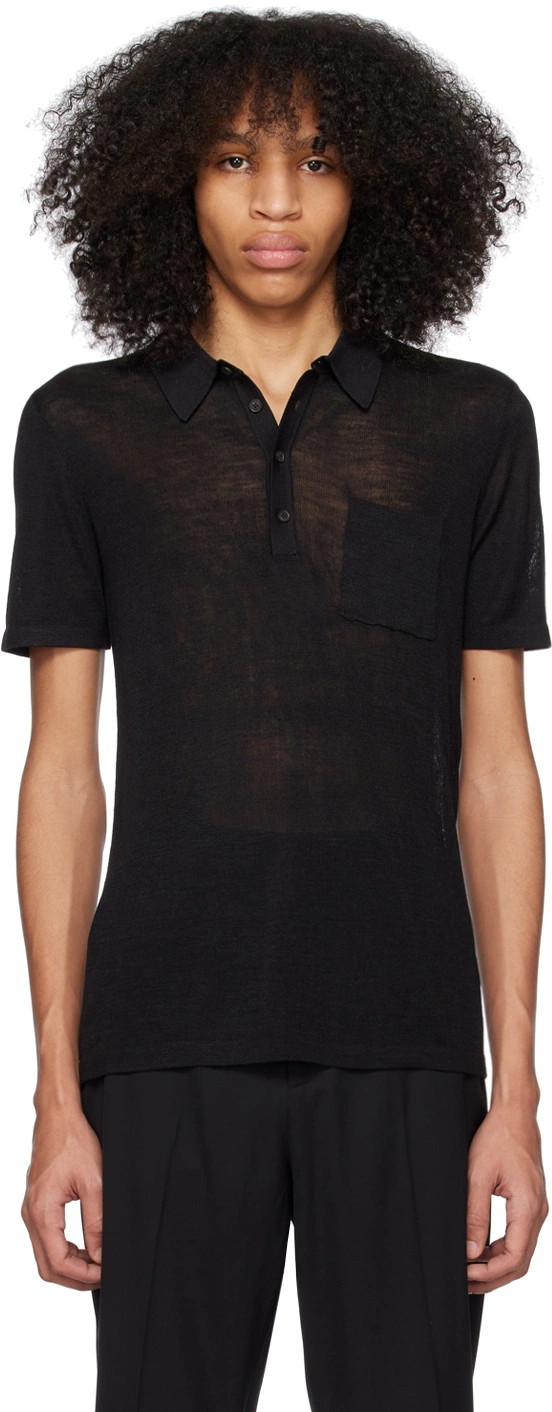 Mens Nili Lotan Long Sleeve Polos In Black