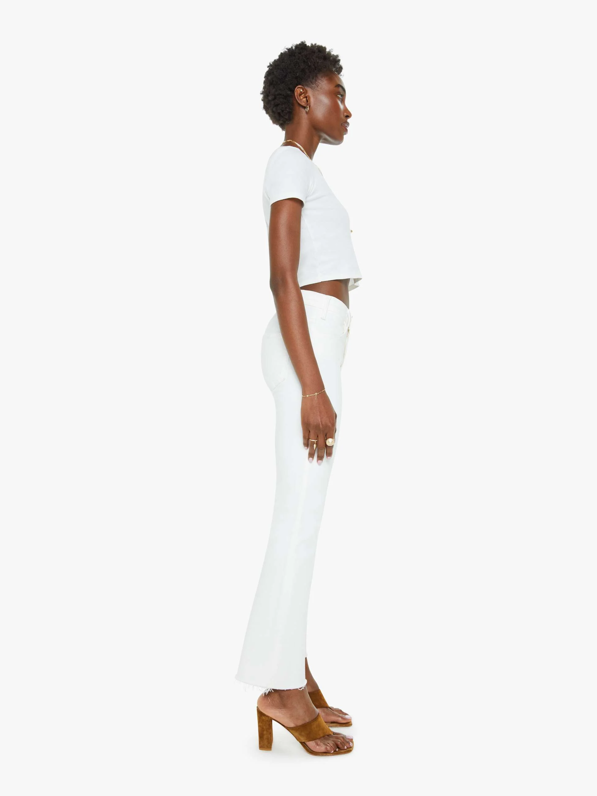 Womens Mother Denim Cropped Jeans In White