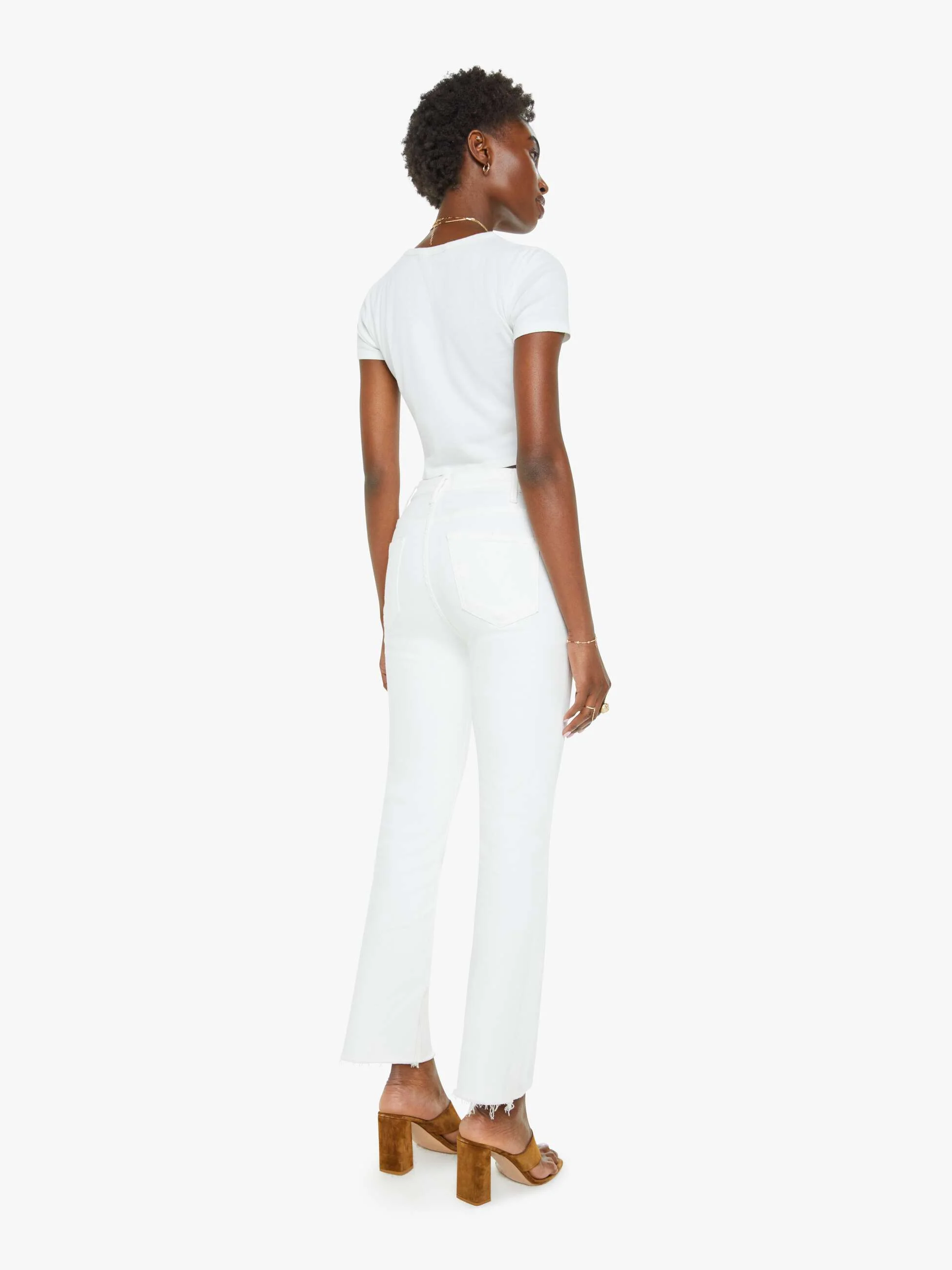 Womens Mother Denim Cropped Jeans In White