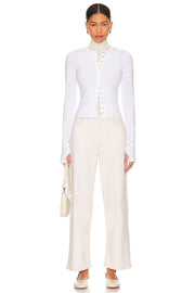 Womens Mother Denim Wide Leg Jeans In Ivory