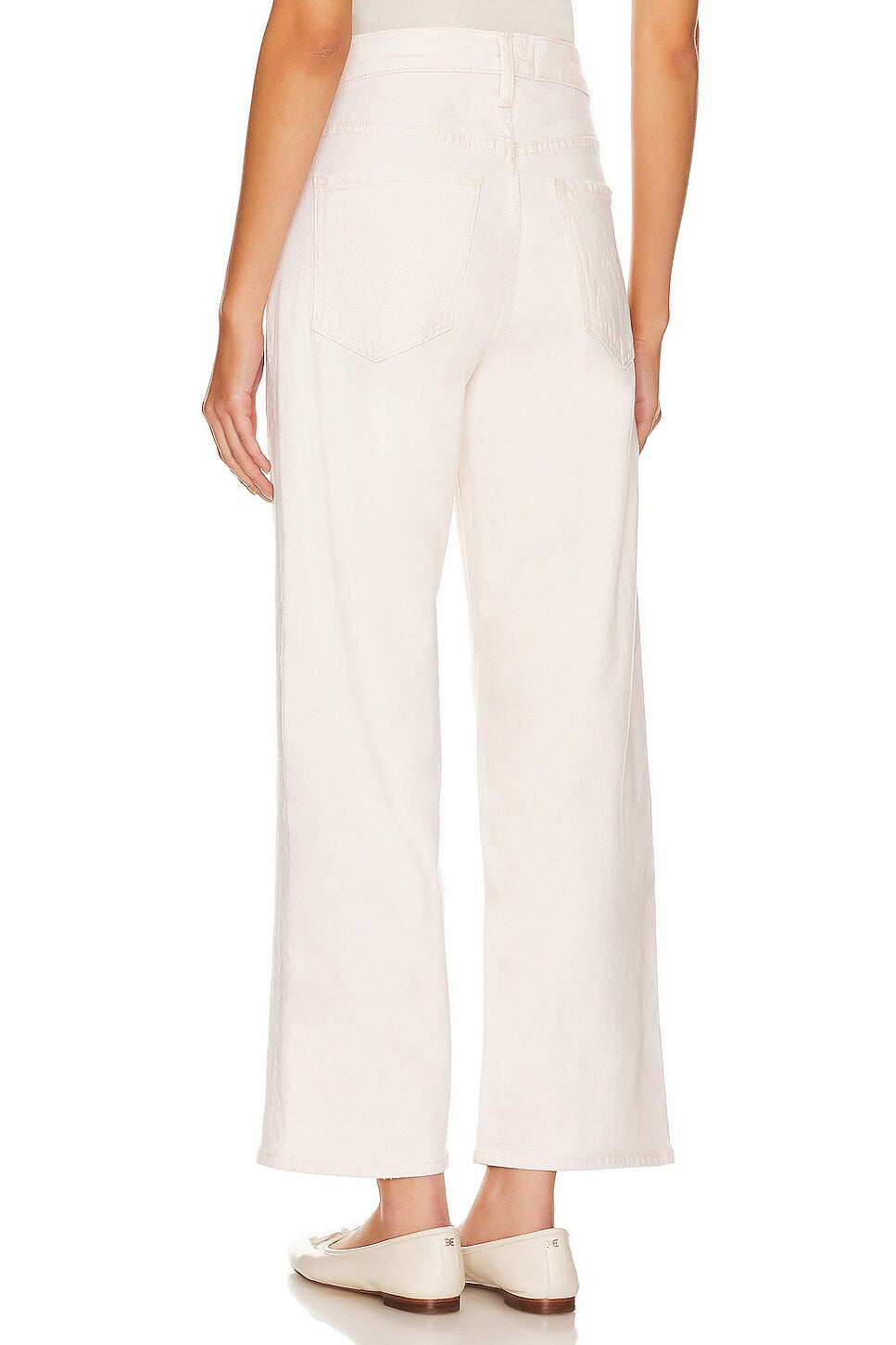 Womens Mother Denim Wide Leg Jeans In Ivory