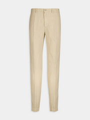 Mens 120 Lino Casual Suit Trousers In Beige